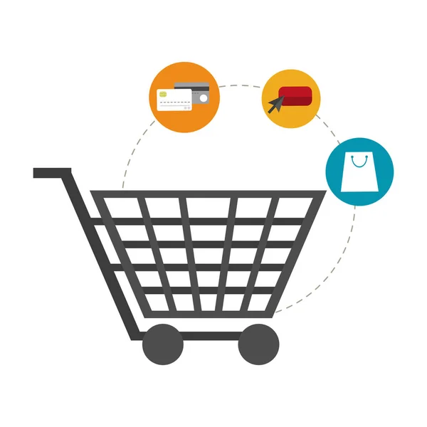 Carrinho de compras e ícones de comércio eletrônico —  Vetores de Stock