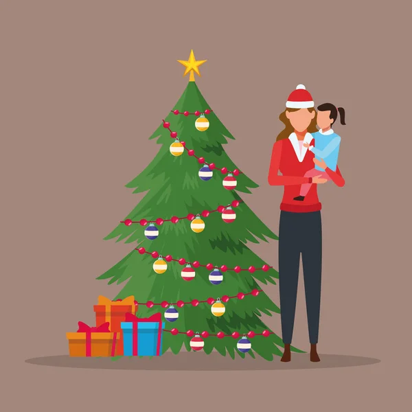 Feliz Navidad en familia — Vector de stock