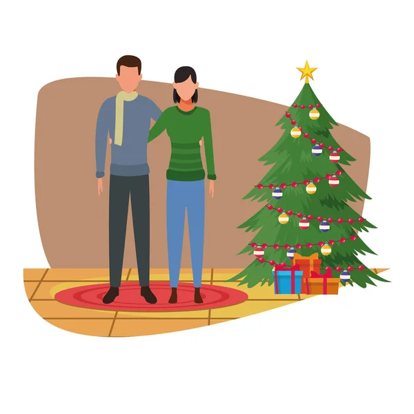 Merry Christmas in couple — Stock Vector