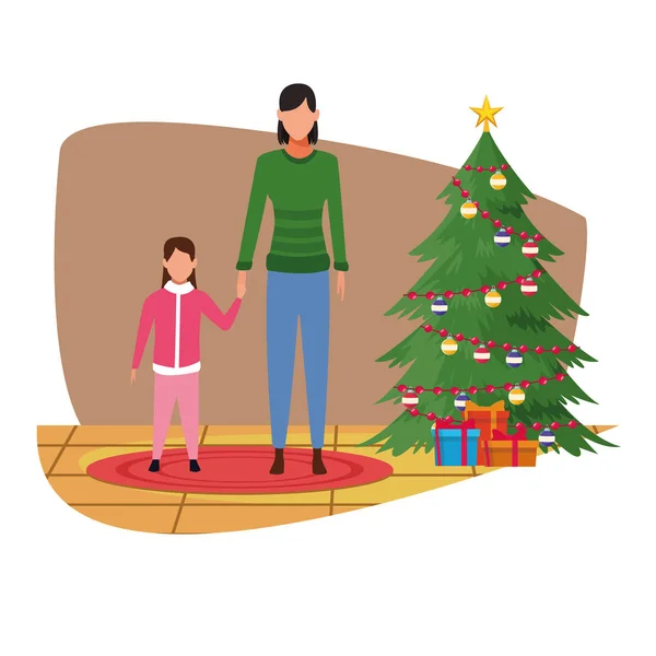 Joyeux Noël en famille — Image vectorielle