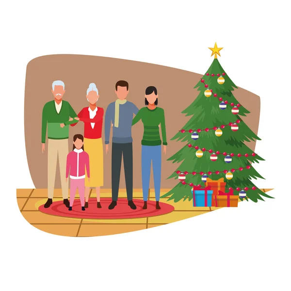 Feliz Navidad en familia — Vector de stock