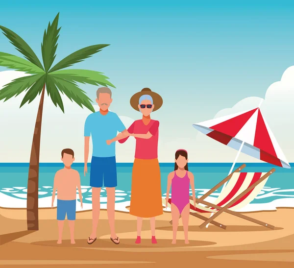 Vacaciones en la familia de playa — Vector de stock