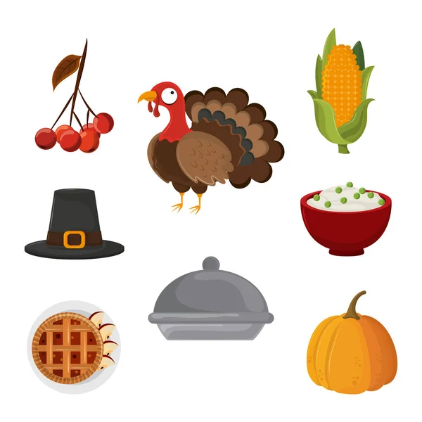 Set di cibo per il Ringraziamento — Vettoriale Stock