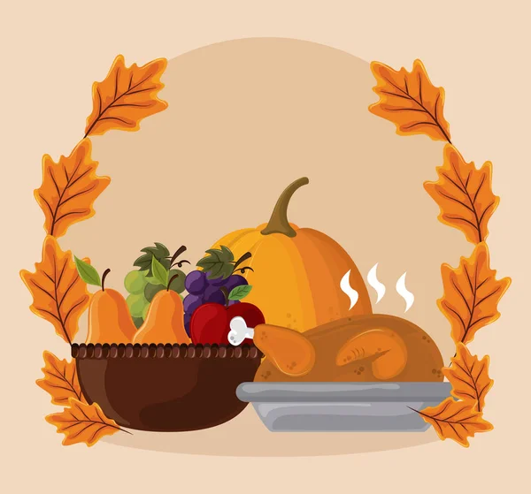 Hari Thanksgiving makanan - Stok Vektor