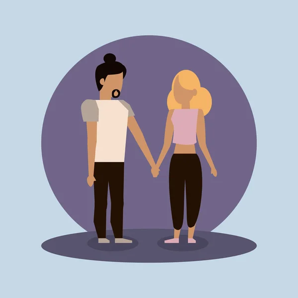 Paar man en vrouw hand in hand — Stockvector