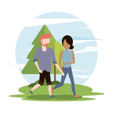 adam ve iki kadın yürüyor