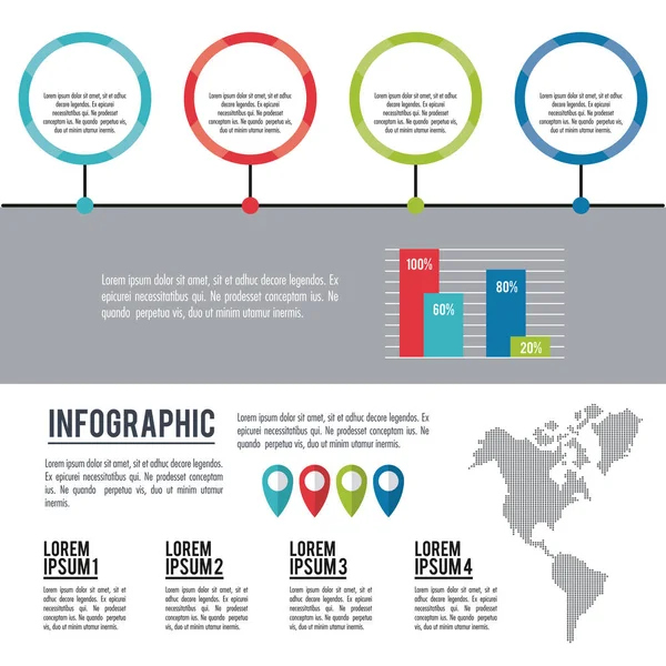 Infografía del continente americano — Vector de stock