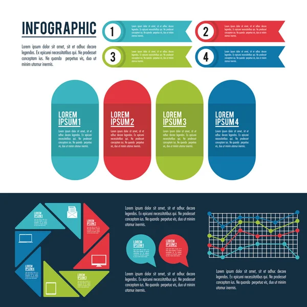 Estilos y organización infográfica — Vector de stock