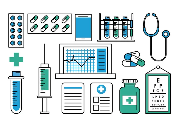 Set of medical stuff and elements — Stock Vector