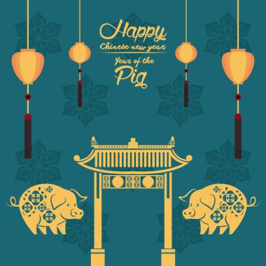 mutlu çene yeni yıl yıl domuz kartı