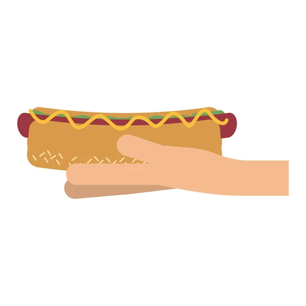 Main tenant hot dog — Image vectorielle