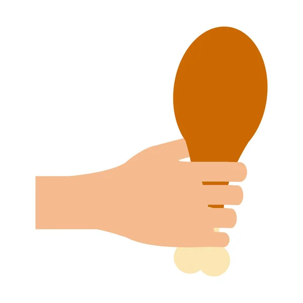 Mano con coscia di pollo arrosto — Vettoriale Stock