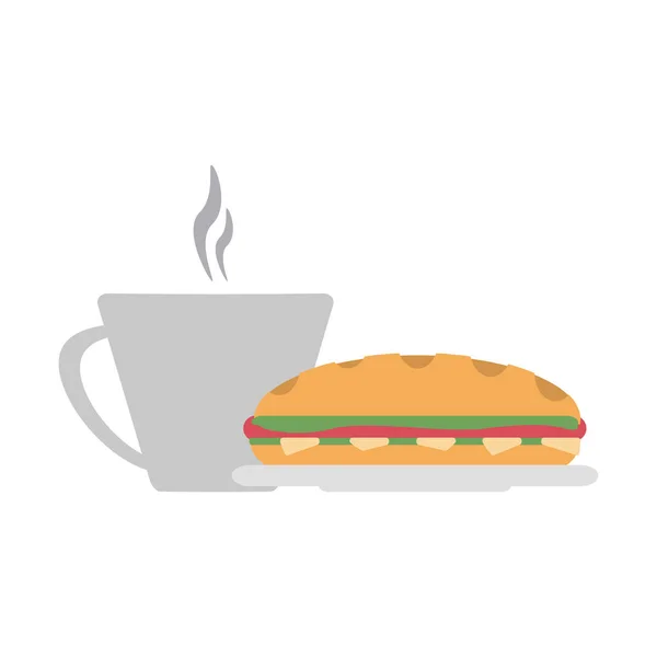 Сэндвич и чашка кофе — стоковый вектор