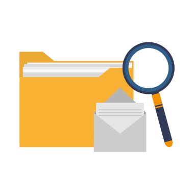 Klasör ve zarf büyüteç ile