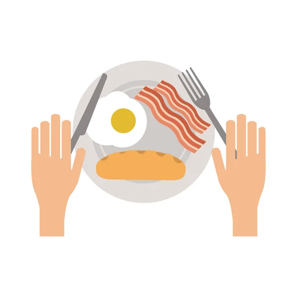 Amerikan kahvaltı tabağı üzerinde — Stok Vektör