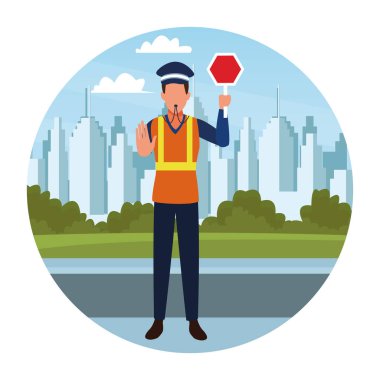 Geçiş Aracısı yol işaret yuvarlak simge vektör çizim grafik tasarım City ile