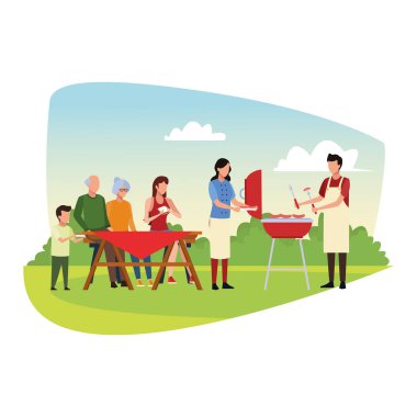 Aile barbekü piknik