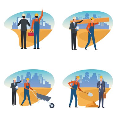 İnşaat işçisi ve mimar ayarla