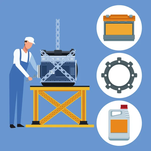 Arbeiter in Autofabrik — Stockvektor