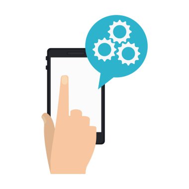 Gears'ı ile Smartphone ekran gösteren bir el