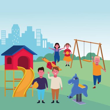 Çocuk parkındaki çocuklar