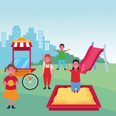 Çocuk parkındaki çocuklar