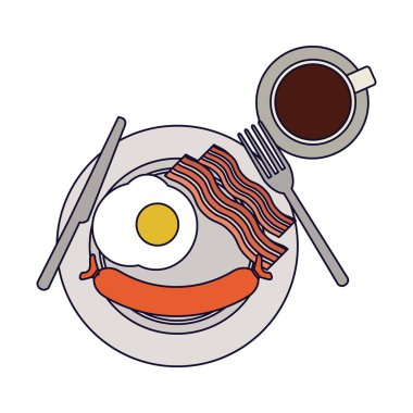 Amerikan kahvaltı tabağı üzerinde