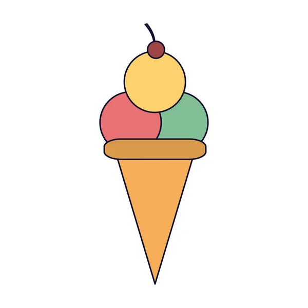 Cône de crème glacée avec trois cuillères — Image vectorielle