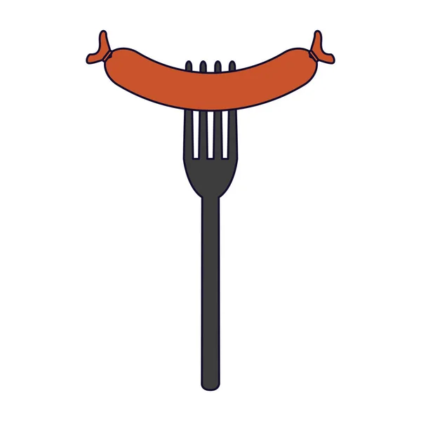 Salsicha no símbolo de garfo — Vetor de Stock