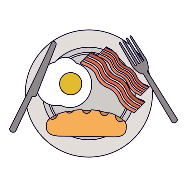 American breakfast on dish — Stock Vector