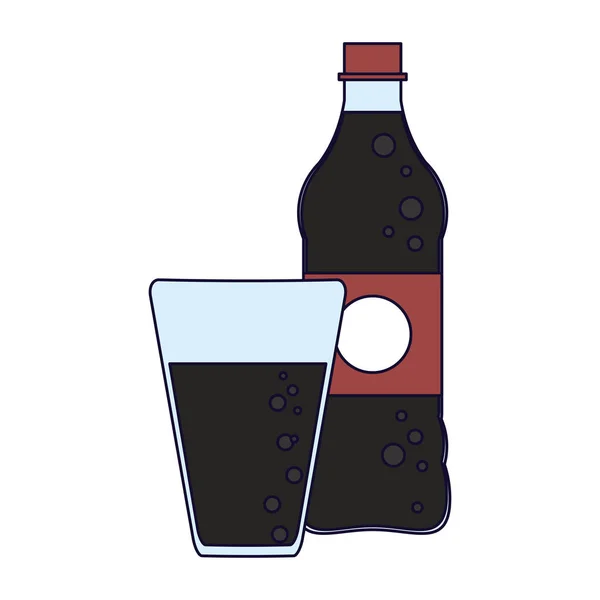 Fles soda en cup — Stockvector