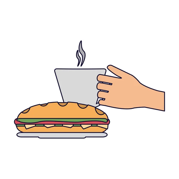 Чашка кофе и сэндвич — стоковый вектор
