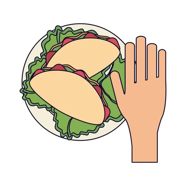 Hand ergreifender Burrito — Stockvektor