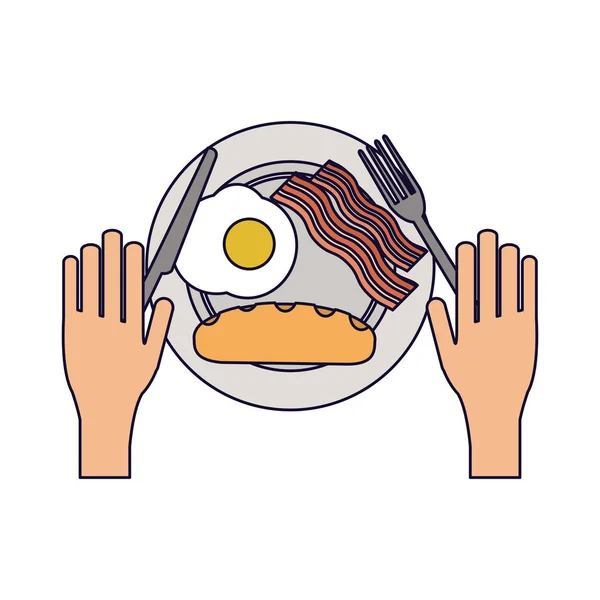 Amerikanisches Frühstück auf Teller — Stockvektor