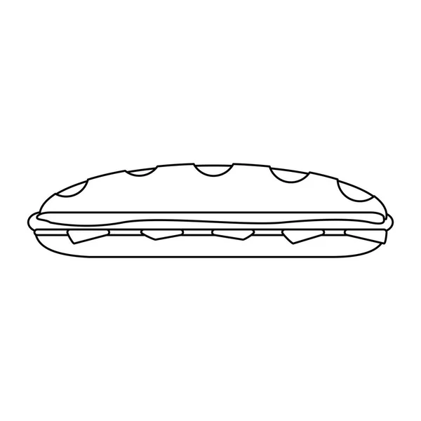 Сэндвич свежая еда черно-белая — стоковый вектор