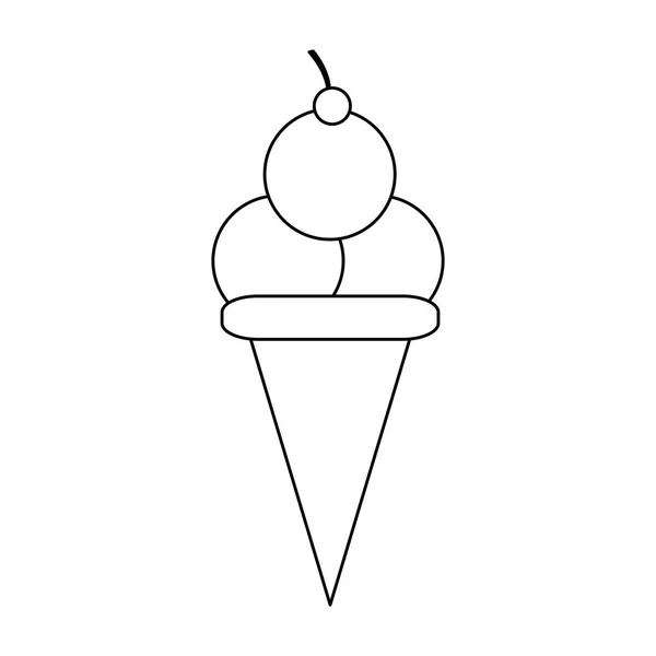Cono gelato con tre misurini in bianco e nero — Vettoriale Stock