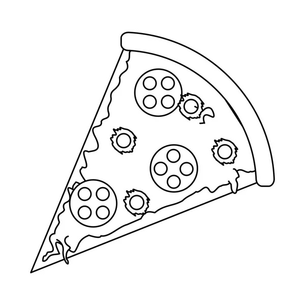 Heerlijke pizza stuk zwart-wit — Stockvector
