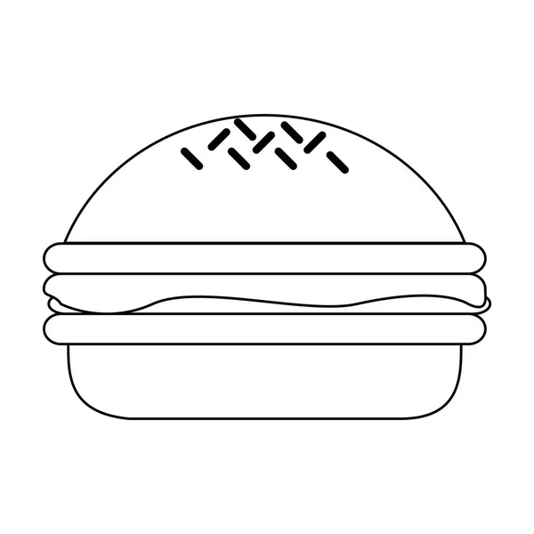 Hamburger fast food black and white — Stock Vector