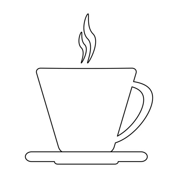 Xícara de café no prato preto e branco — Vetor de Stock