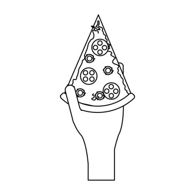 El parça pizza siyah ve beyaz ile