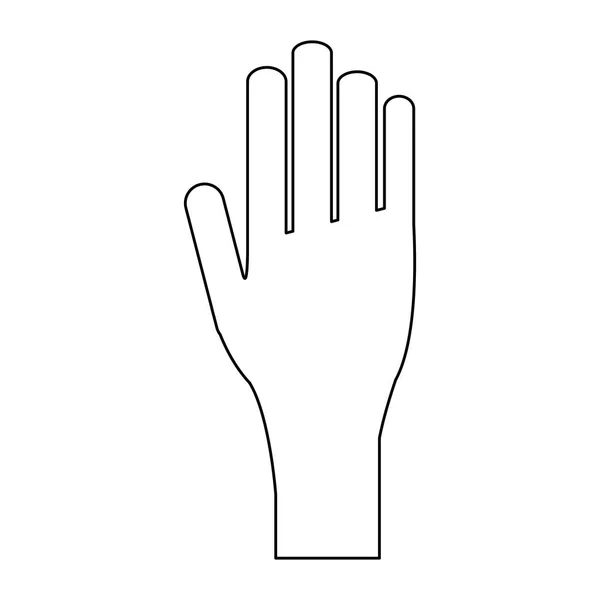 Main avec paume ouverte noir et blanc — Image vectorielle