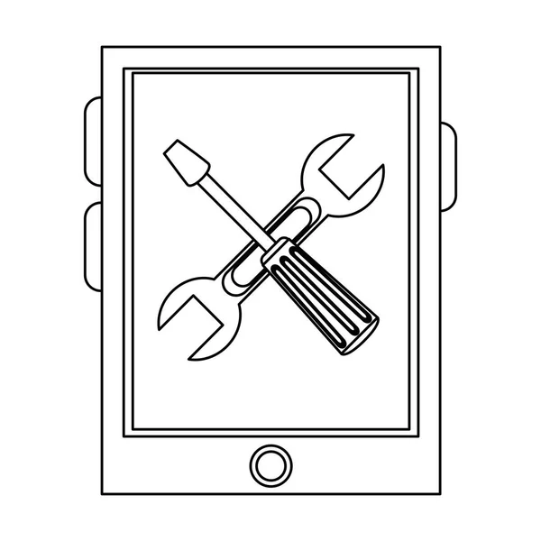 Support technique Smartphone noir et blanc — Image vectorielle