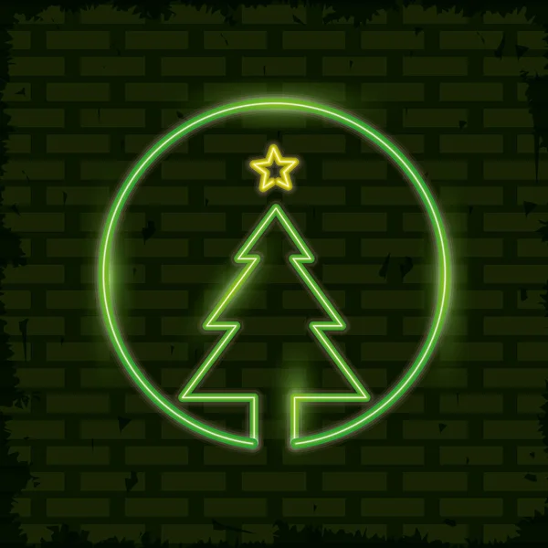Joyeux Noël carte néon lumière — Image vectorielle