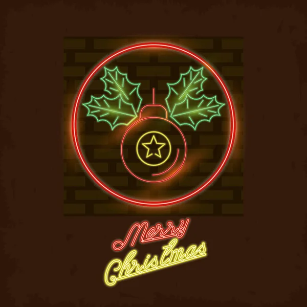 Buon Natale luce al neon card — Vettoriale Stock