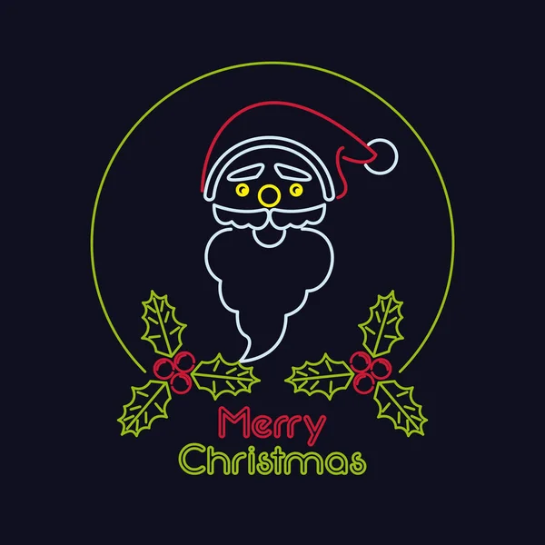 Joyeux Noël carte néon lumières — Image vectorielle