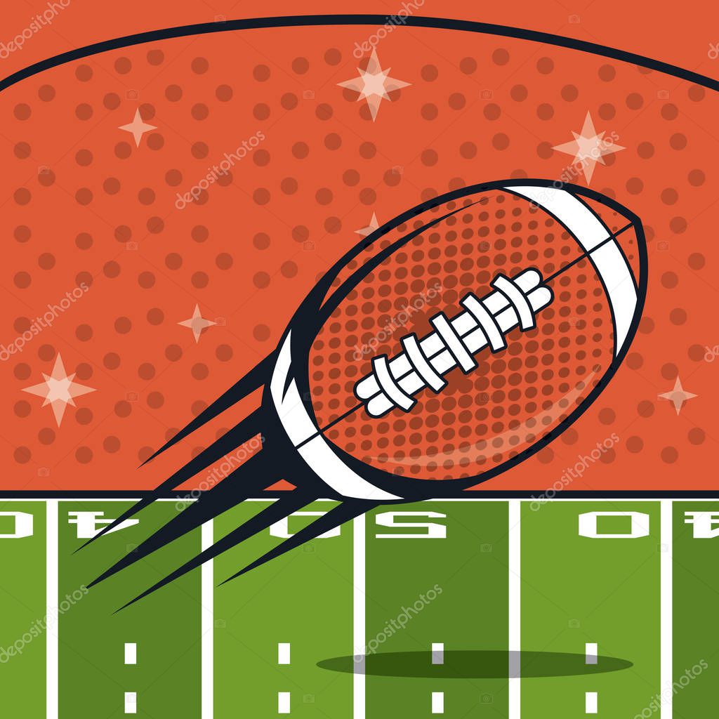 Football balloon icon with gridiron in stadium vector illustration graphic design