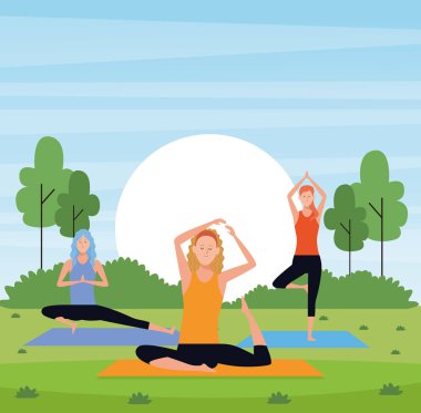 parkta Kadınlar yoga