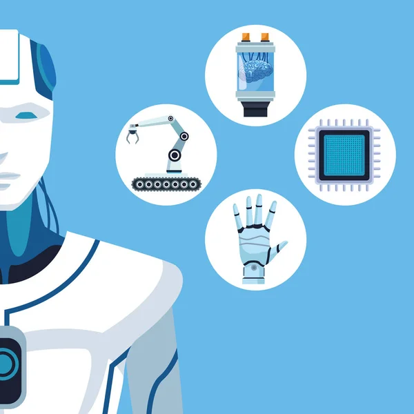 人工知能とロボット — ストックベクタ