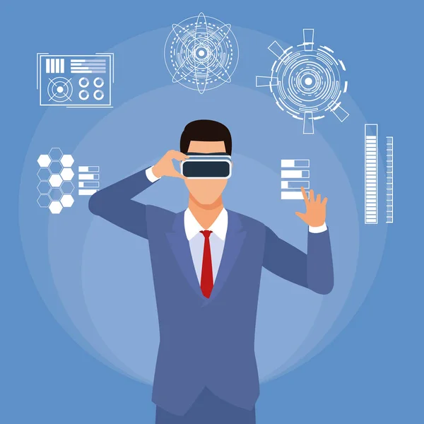 Biznesmen wirh okulary wirtualnej — Wektor stockowy