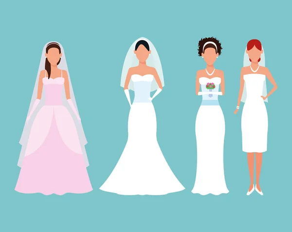 Conjunto de trajes de novia — Archivo Imágenes Vectoriales